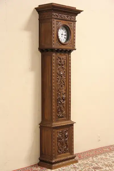 Main image of Italian 1890 Antique Carved Tall Case Grandfather Clock, Florence