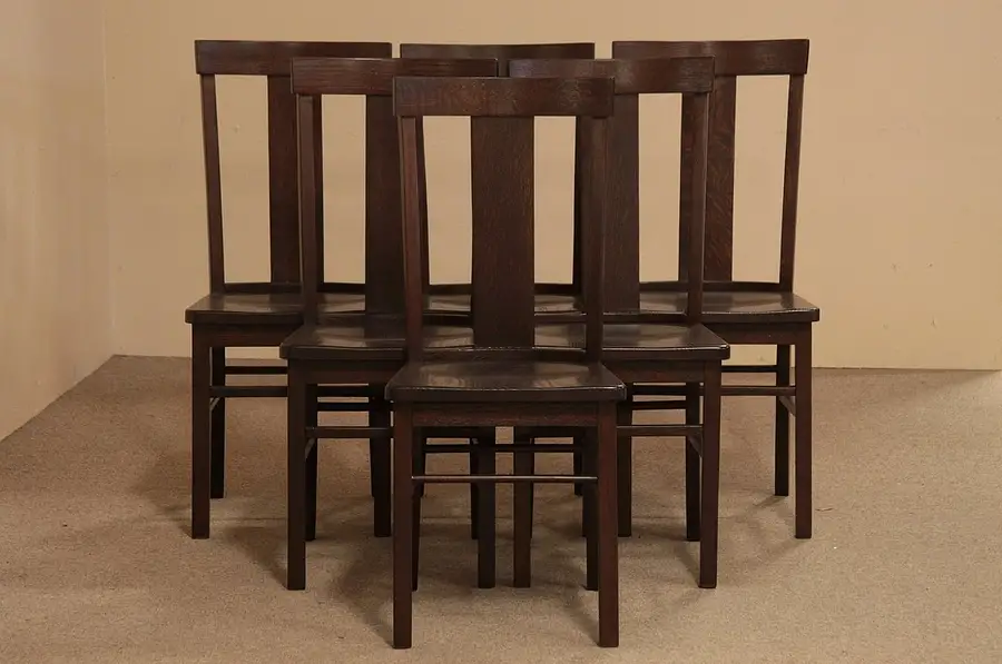 Main image of Set of 6 Mission Oak Arts & Crafts Antique Chairs
