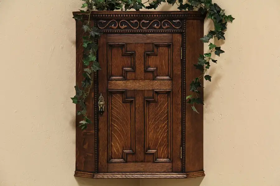 Main image of English Oak Hanging Corner Cupboard