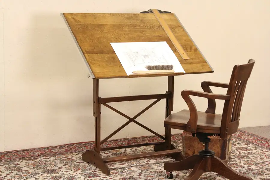 Main image of Drafting, Architect or Artist Adjustable 1950's Vintage Desk or Table