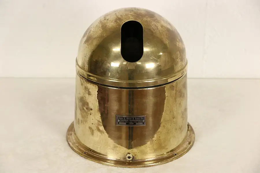 Main image of Brass Ship Salvage Compass, Glass Dome, Signed John Hand Nautical Instruments