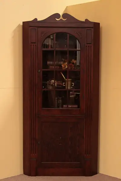 Main image of Pine Corner Cabinet, Arched Glass Door