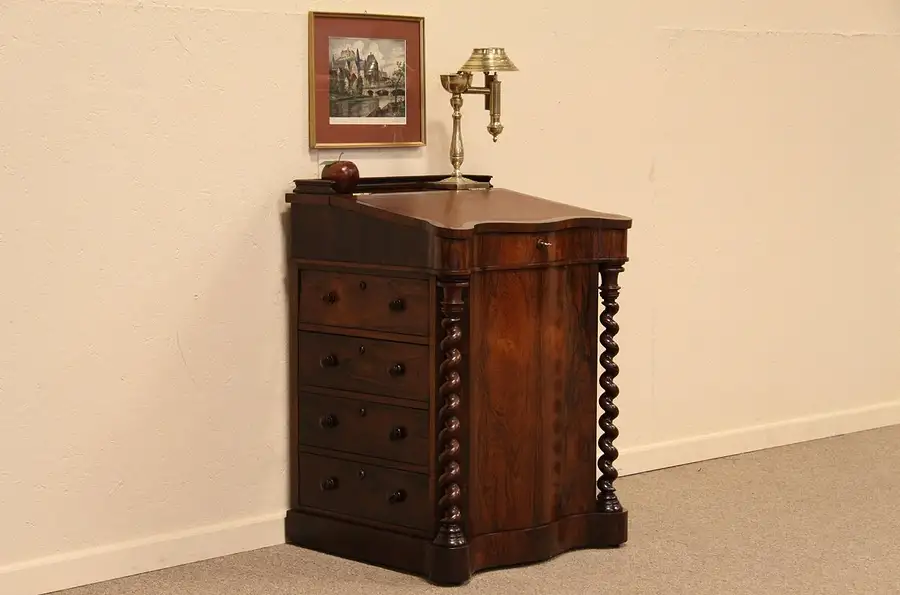 Main image of Victorian Rosewood Ship Captain's Davenport Desk