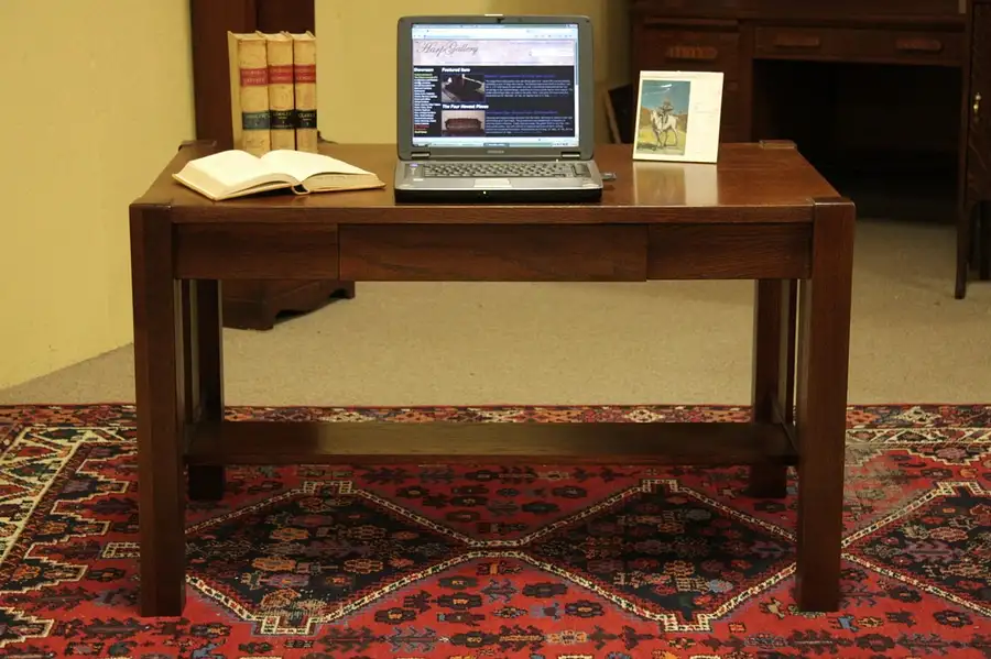 Main image of Mission Oak Library Table or Writing Desk