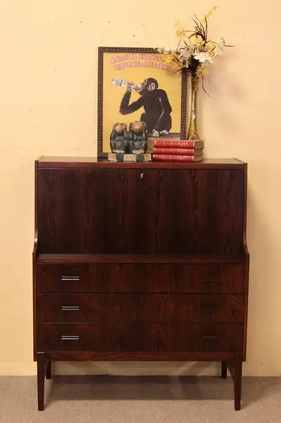Main image of Danish Modern Mid-Century Rosewood Secretary Desk