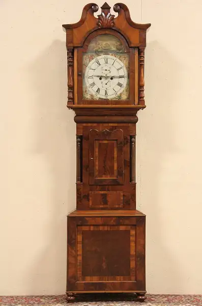 Main image of Georgian Scottish 1825 Tall Case Clock, Rocking Ship Dial