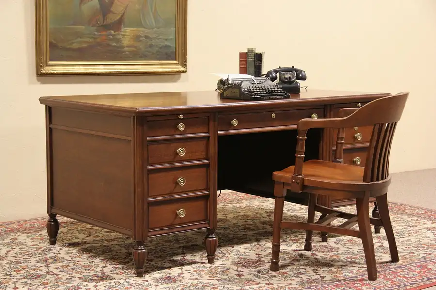 Main image of Walnut 1920's Antique Executive Desk