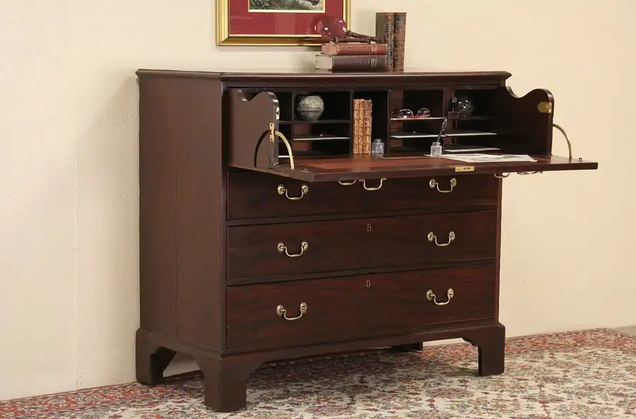 Main image of English 1840's Antique Butler Secretary Desk in Chest Form