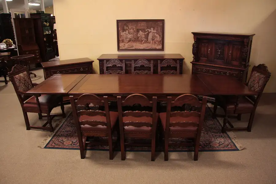 Main image of English Renaissance 12 Pc. Oak Dining Set