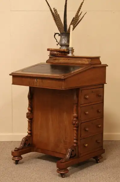 Main image of Victorian Antique Ship Captain's Davenport Desk