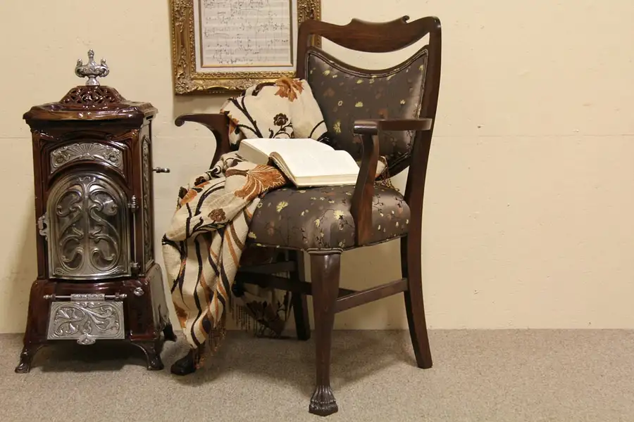 Main image of Oak Antique Upholstered Armchair