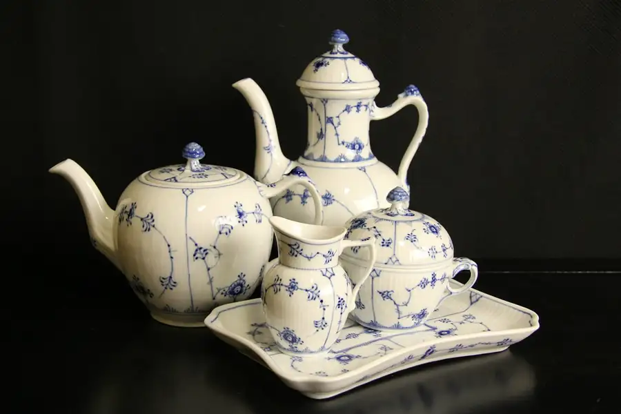 Main image of Royal Copenhagen Blue Fluted Plain 5 Piece Coffee & Tea Set