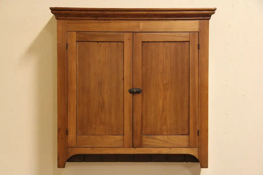 Main image of Country Walnut Antique 1860 Hanging or Countertop Cupboard