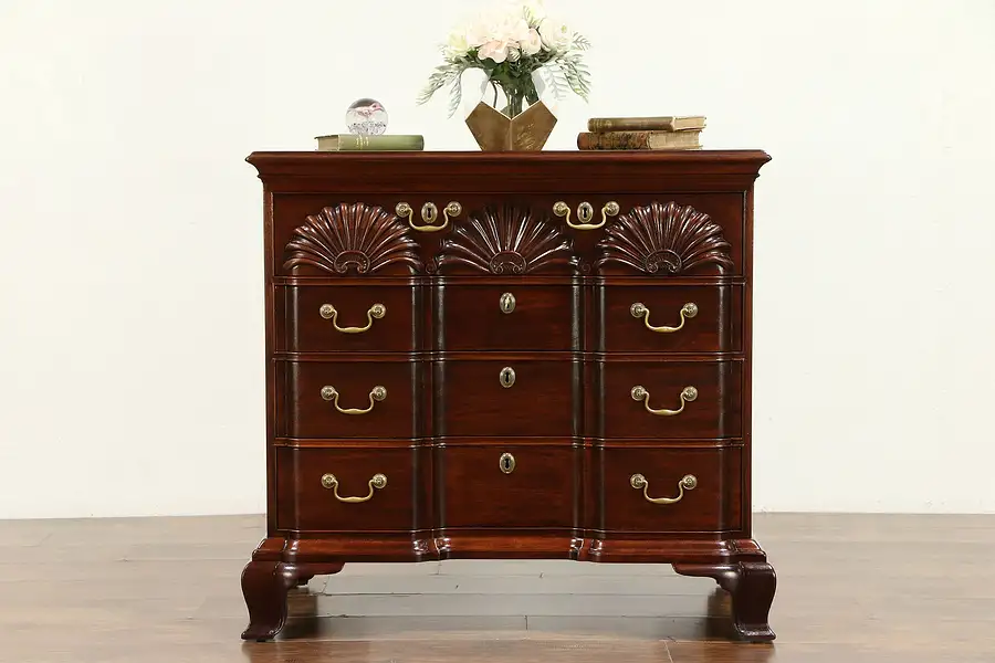 Main image of Kittinger Vintage Carved Mahogany Block Front Chest or Dresser