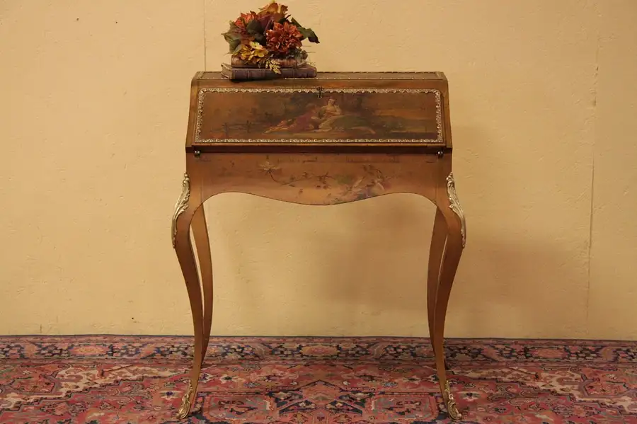 Main image of Vernis Martin Hand Painted Secretary Desk