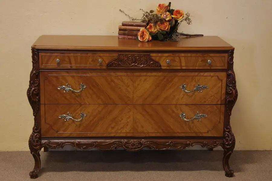 Main image of Satinwood Long Dresser or Chest, 1940's