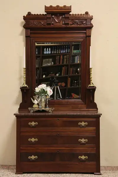 Main image of Eastlake 1880 Marble Top Dresser, Vessel Sink Vanity