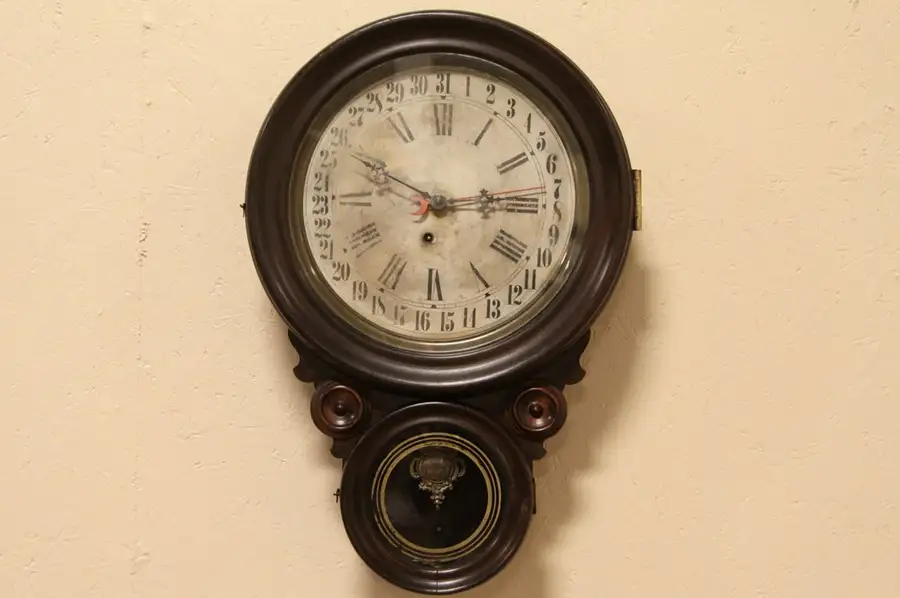 Main image of Ingraham Standard Antique 1880 Calendar Wall Clock