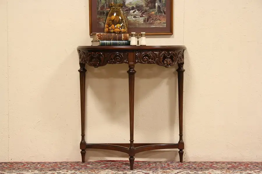 Main image of Demilune or Half Round 1920's Hall Console Table