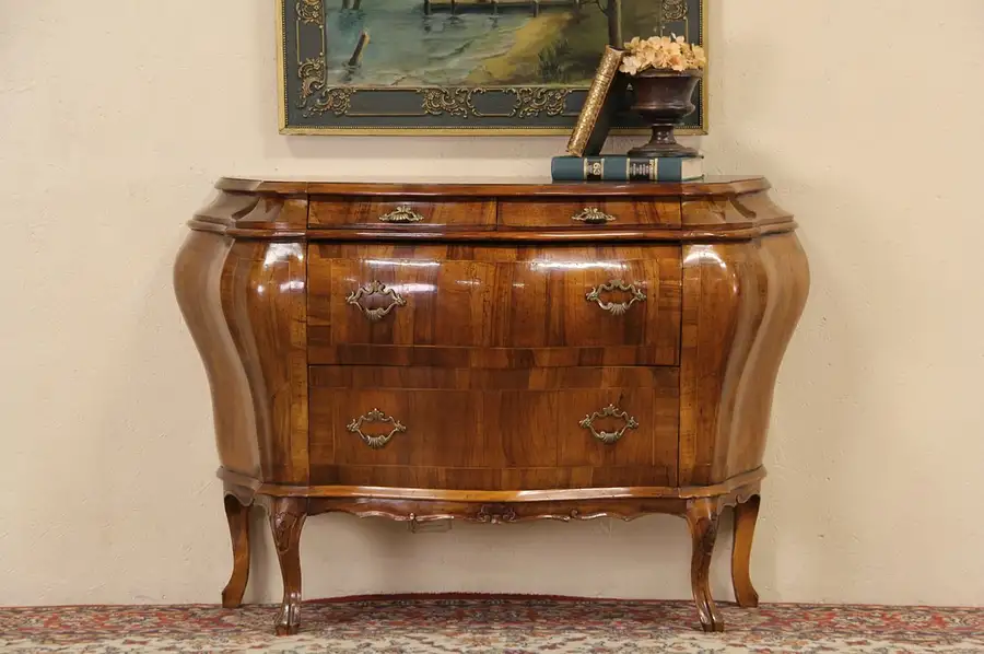 Main image of Bombe Olive Wood 1920's Italian Tuscany Chest or Commode