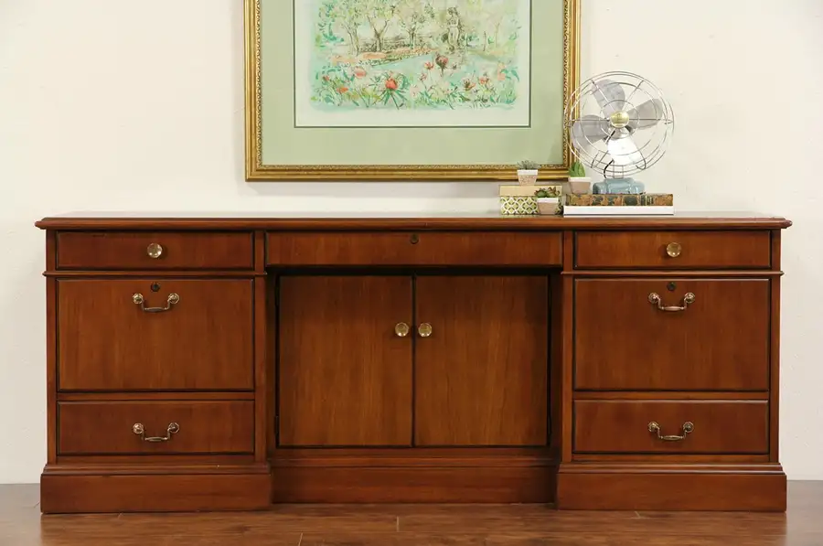 Main image of Traditional 1970 Vintage Walnut Credenza & Lateral File, Signed Jofco