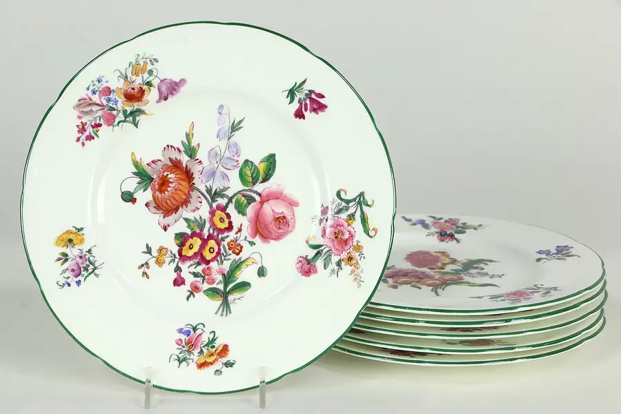 Main image of Set of 6 Old Coalport Period 1825 Signed 8 3/4" Luncheon or Salad Plates