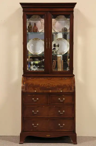 Main image of Hekman Roll Top Secretary Desk, Curio Cabinet