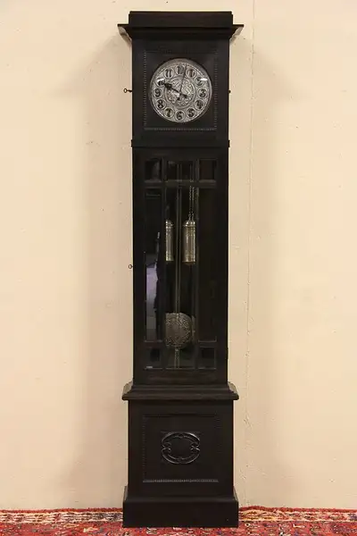 Main image of Arts & Crafts Becker Oak 1900 Antique Tall Case Grandfather Clock