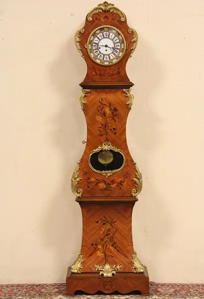 Main image of Marquetry Tall Case Clock, Bronze Mounts Germany