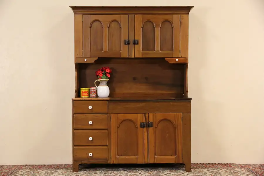 Main image of Country Pantry Cupboard & Dry Sink, 1870's Primitive Antique