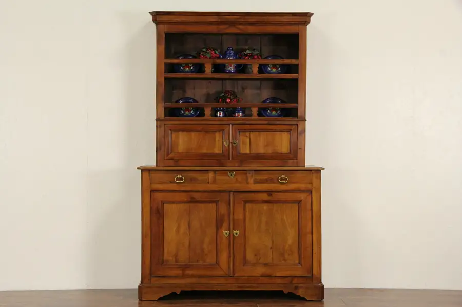Main image of Cherry Country French 1840's Antique Pewter Cupboard, Display Cabinet