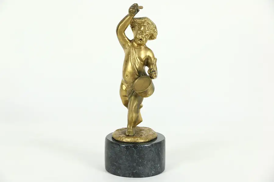 Main image of Bronze Vintage Sculpture of Cherub Playing Drum, After Clodion No. 2