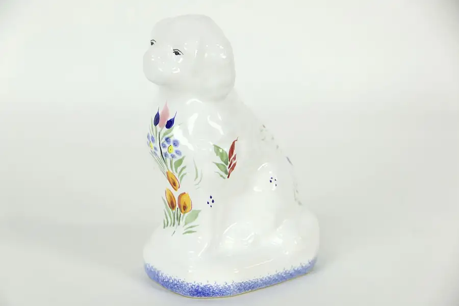 Main image of Quimper Signed Hand Painted Dog Figurine, Brittany France