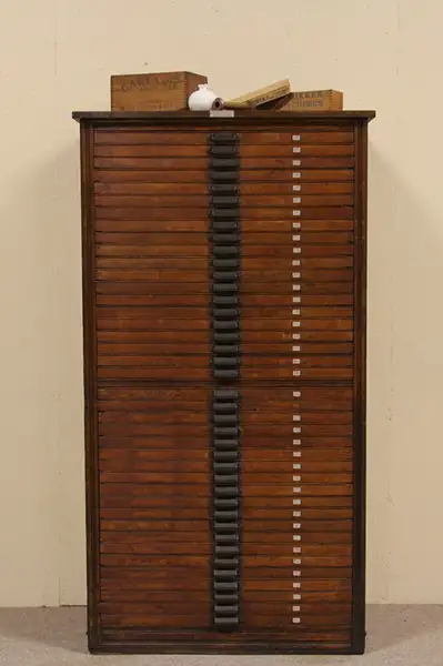 Main image of Hamilton 40 Drawer Oak 1890 Printer File Cabinet