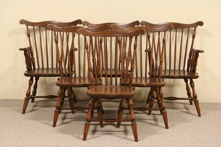 Main image of Set of 6 Cherry Vintage Windsor Dining Chairs