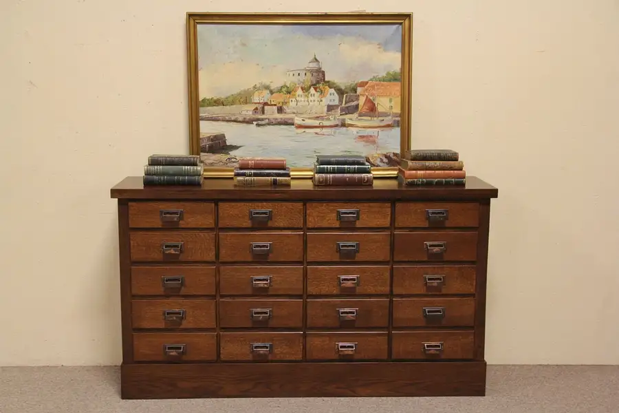 Main image of Oak 20 Drawer Cabinet 1910 Antique Counter