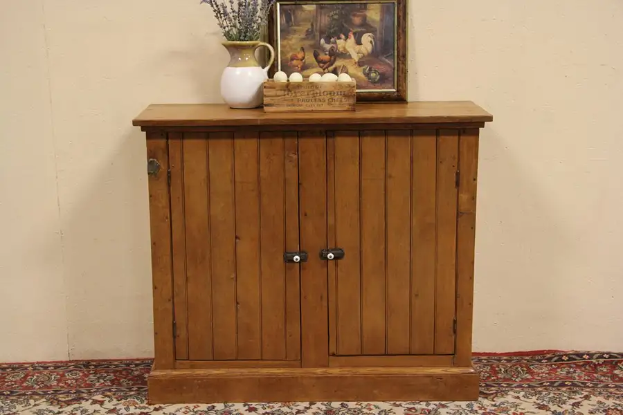 Main image of Country Pine 1895 Antique Wainscoting Server or TV Console