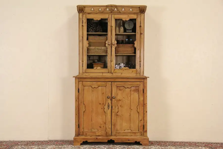 Main image of Pine 1890 Antique Norwegian Country Pantry Cupboard
