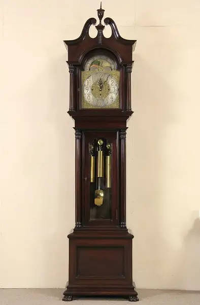 Main image of Elliott of London Tall Case 1890's Antique 5 Tube Clock, Sold by Horner NYC