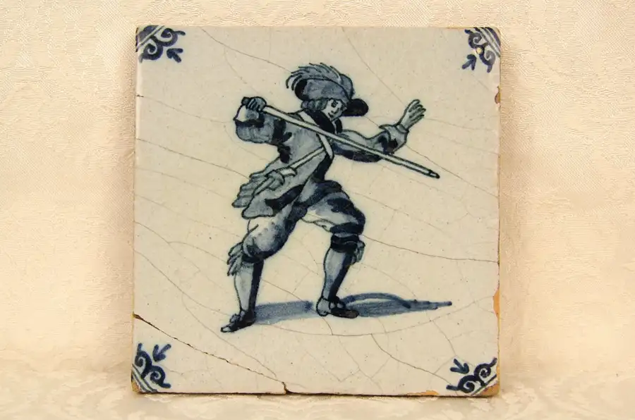 Main image of Blue Delft Dutch Hand Painted 1850 Antique Salvage Tile, 6 of 14