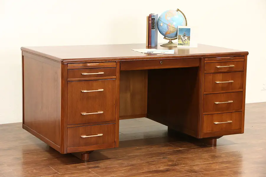 Main image of Midcentury Modern 1960's Vintage Executive Desk, Signed Leopold