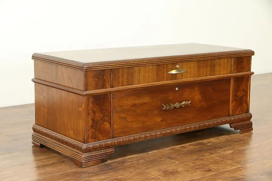 Main image of Blanket Chest, Bench or 1930's Vintage Cedar Trunk, Signed Roos