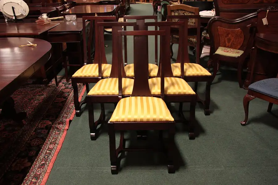 Main image of Set of 6 Empire Mahogany Antique Dining Chairs