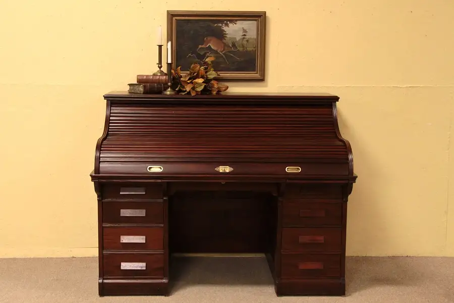 Main image of Chicago Antique 5' Mahogany Rolltop Desk
