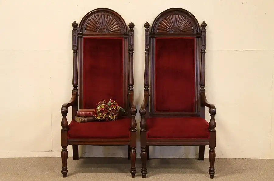 Main image of Pair of Victorian Hall, Throne, or Dining Chairs