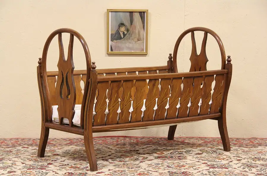 Main image of Victorian 1890 Antique Baby Bed or Crib