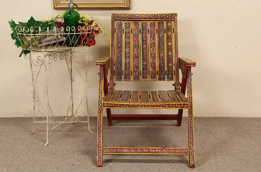 Main image of Traditional Folk Art Folding Chair from Sicily - Hand Painted
