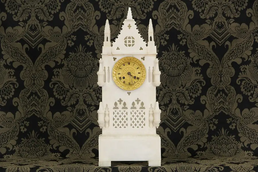 Main image of French Carved Alabaster 1830's Antique Clock