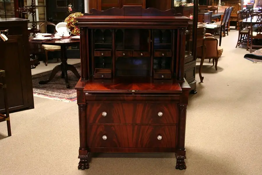 Main image of Centennial Mahogany Empire Secretary Desk, Paw Feet