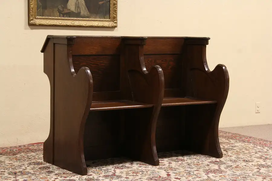 Main image of Pair of 1890 Antique Oak Choir Stalls or Bench, Lift Seats